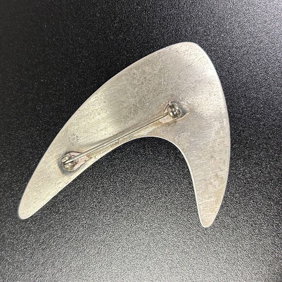 Vintage MCM Beau Sterling Boomerang Brooch Pin Mid Century Modern - Picture 4 of 8